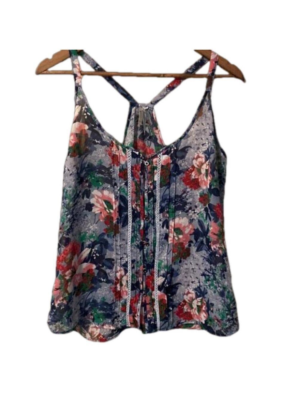 129.Floral racer back tank. M
